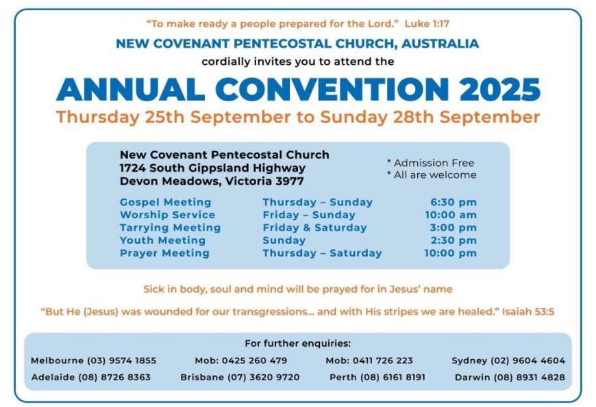 ന്യൂ കവനന്റ് പെന്തെക്കൊസ്തൽ ചർച്ച് (റ്റി.പി.എം) കൺവൻഷൻ  ഓസ്‌ട്രേലിയയിലെ വിക്ടോറിയയിൽ 