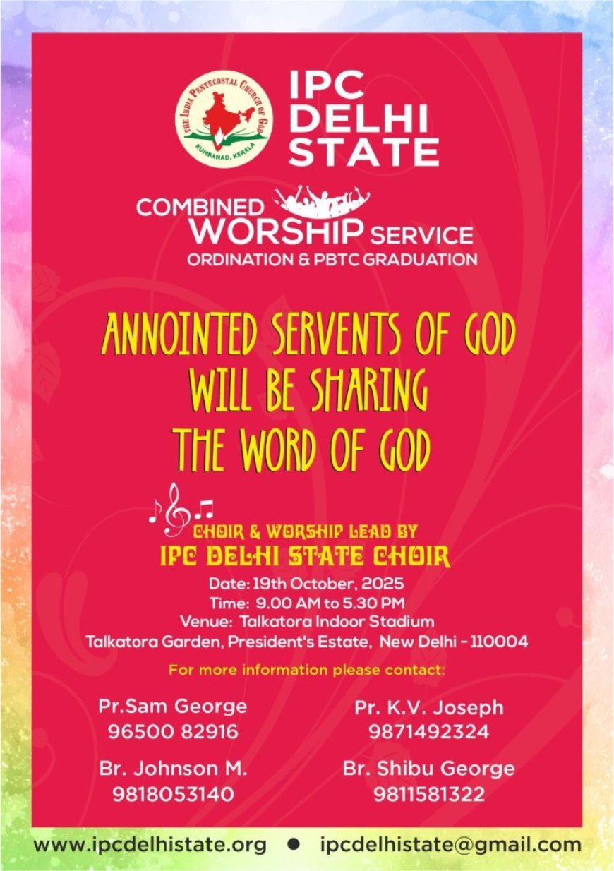 IPC Delhi State Combined Worship Service on October 19