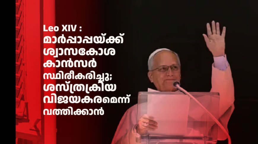 Leo XIV : മാർപ്പാപ്പയ്ക്ക് ശ്വാസകോശ കാൻസർ സ്ഥിരീകരിച്ചു; ശസ്ത്രക്രിയ വിജയകരമെന്ന് വത്തിക്കാൻ